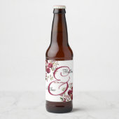 Burgund Floral Moderne Skripthochzeit Bierflaschenetikett (Vorderseite)