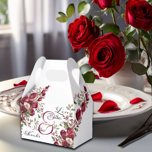 Burgund Floral Moderne Skripthochzeit Geschenkschachtel