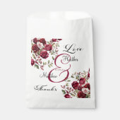 Burgund Floral Moderne Skripthochzeit Geschenktütchen (Vorderseite)
