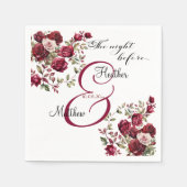 Burgund Floral Moderne "The Night Before" Hochzeit Serviette (Vorderseite)
