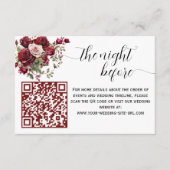 Burgund floral modernen QR-Code der Nacht vor Begleitkarte (Vorderseite)