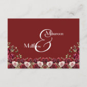 Burgund floral modernen QR-Code der Nacht vor Begleitkarte (Rückseite)