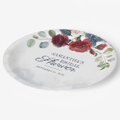 Burgund Floral Modernes Brautparty Party Pappteller (Schrägansicht)