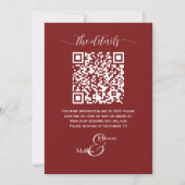 Burgund Floral Modernes Script QR Code Hochzeit Einladung (Rückseite)