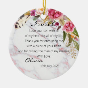 Burgund-Floral Mutter der Groombride Hochzeit Keramik Ornament