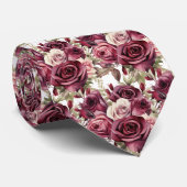 Burgund Floral Neck Tie (Teil des Set) BUR100 Krawatte (Gerollt)