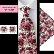 Burgund Floral Neck Tie (Teil des Set) BUR100
