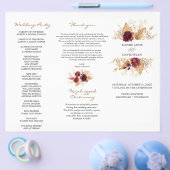 Burgund Floral Pampas Grass Wedding Programm Flyer (Einzeln)