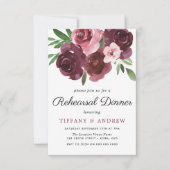 Burgund Floral Probe Abendessen einladen Einladung (Vorderseite)