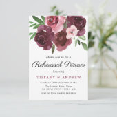 Burgund Floral Probe Abendessen einladen Einladung (Stehend Vorderseite)