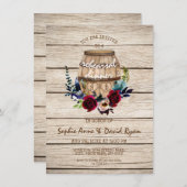 Burgund Floral Probe Abendessen Einladung (Vorne/Hinten)