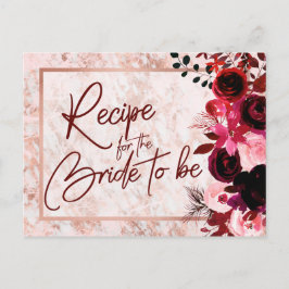 Burgund Floral & Rose Gold Bridal Rezept Karte