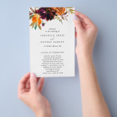 Burgund Floral Rustic Budget Hochzeit Programm Flyer (Handgriff)