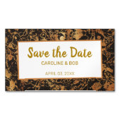 Burgund Floral Schwarzes Gold Magnetische Visitenkarte (Vorderseite)