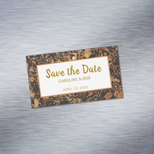 Burgund Floral Schwarzes Gold Magnetische Visitenkarte (Beispiel)