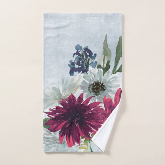 Burgund Floral Splash in Grau Handtuch (Handtuch)