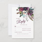 Burgund Floral Splendor Wasserfarbe RSVP Karte (Vorderseite)