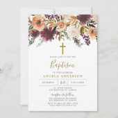 Burgund-Floral-Taufen/Einladung zur Weihnachtsfeie Einladung (Vorderseite)