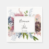 Burgund Floral und Grüne Wedding Napkin Serviette (Vorderseite)
