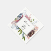 Burgund Floral und Grüne Wedding Napkin Serviette (Ecke)