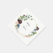 Burgund Floral und Grüne Wedding Napkin Serviette (Ecke)