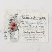 Burgund Floral und Jar Rustisches Brautparty Einladung (Vorne/Hinten)
