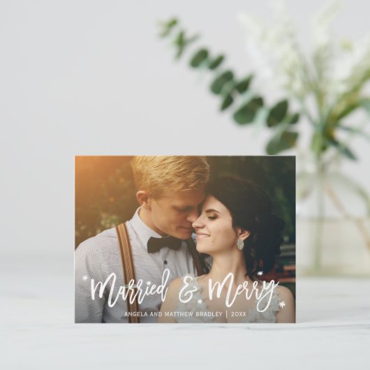 Burgund Floral Verheiratet und frohe Weihnachten F (Stehend Vorderseite)