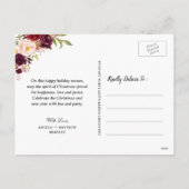 Burgund Floral Verheiratet und frohe Weihnachten F (Rückseite)