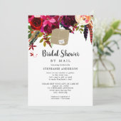 Burgund Floral Versandbox Brautparty per Post Einladung (Stehend Vorderseite)