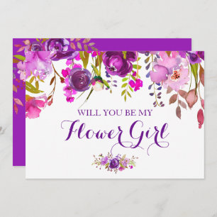 Burgund Floral werden Sie meine Blume Girl Card se Einladung