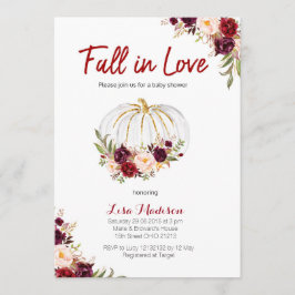 Burgund Floral White Pumpkin Baby Dusche Einladung