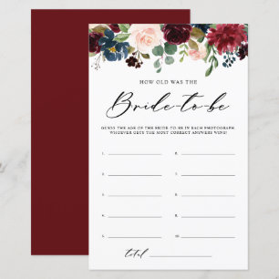 Burgund Floral wie alt war das Brautduschenspiel