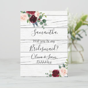 Burgund Florale Elegante Rustikale Sei Meine Braut Einladung