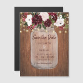 Burgund florale Rustikale HolzWedding retten das D Magneteinladung (Vorne/Hinten)