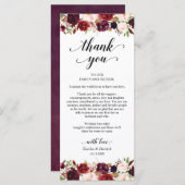 Burgund Florals, Platz Einstellung Danke Karte (Vorne/Hinten)