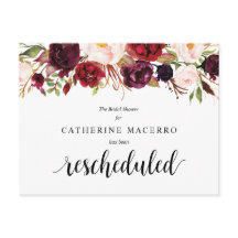 Burgund Florals, Schwarz, Brautparty verschoben