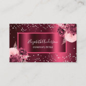 Burgund floriert elegant QR-Code Visitenkarte (Vorderseite)