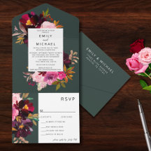 Burgund Forest Green Blush Floral Wasserfarbe