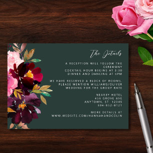 Burgund Forest Green Blush Floral Wasserfarbe Begleitkarte