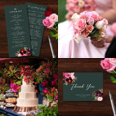 Burgund Forest Green Blush Floral Wasserfarbe Begleitkarte