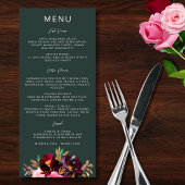 Burgund Forest Green Blush Floral Wasserfarbe Menükarte