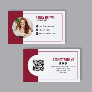 Burgund Foto QR Code Verbinde dich mit mir Visitenkarte