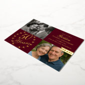 Burgund-Foto zum 50. Jahrestag der Hochzeit Folieneinladung (Gedreht)