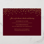 Burgund-Foto zum 50. Jahrestag der Hochzeit Folieneinladung (Rückseite)