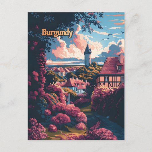 Burgund Frankreich Vintage Anzeige Postkarte (Vorderseite)