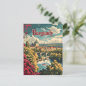 Burgund Frankreich Vintage Kunst Postkarte (Stehend Vorderseite)