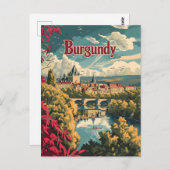 Burgund Frankreich Vintage Kunst Postkarte (Vorne/Hinten)