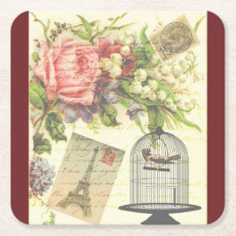 Burgund Französisches Thema Vintag Paris Untersetz Rechteckiger Pappuntersetzer