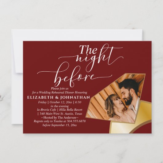 Burgund ganz einfach die Nacht vor der Probe Abend Einladung (Vorderseite)