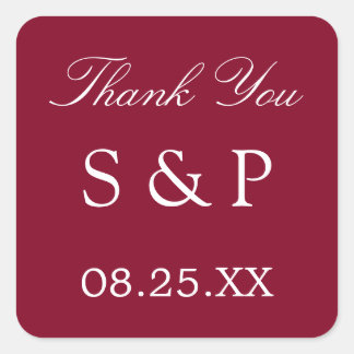 Burgund Gastgeschenk Hochzeit Danke, Ihr Sticker